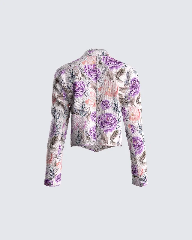 Leonardo Floral Print Twill Jacket