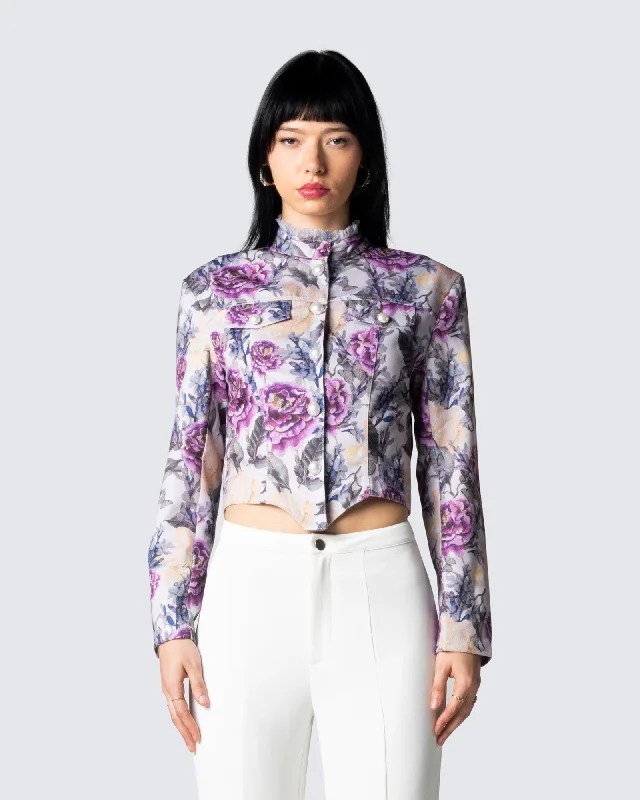 Leonardo Floral Print Twill Jacket