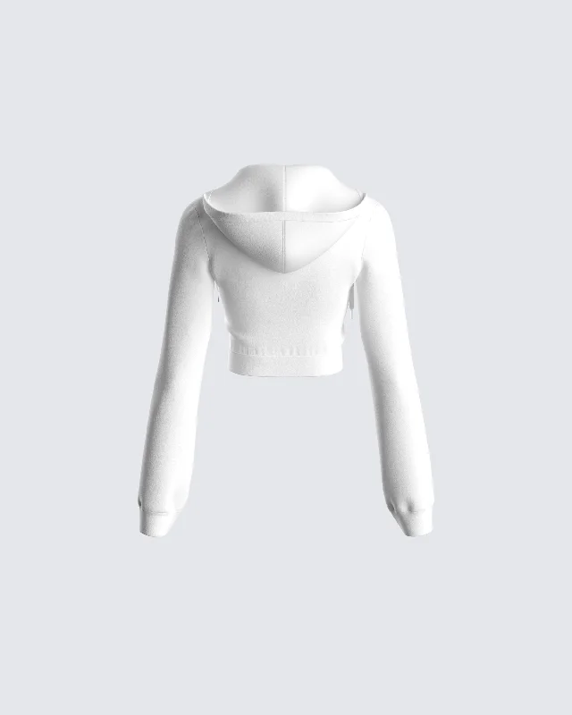 Miles White Zip Up Hoodie