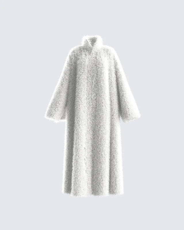 Noel Ivory Midi Vegan Fur Coat