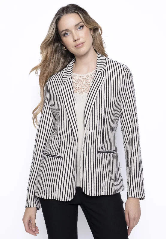 One-Button Stripe Blazer