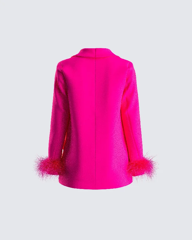 Samson Hot Pink Feather Blazer