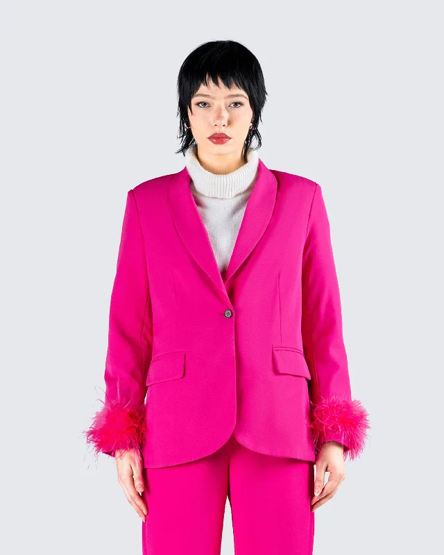 Samson Hot Pink Feather Blazer