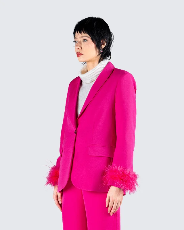 Samson Hot Pink Feather Blazer