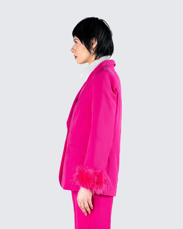 Samson Hot Pink Feather Blazer