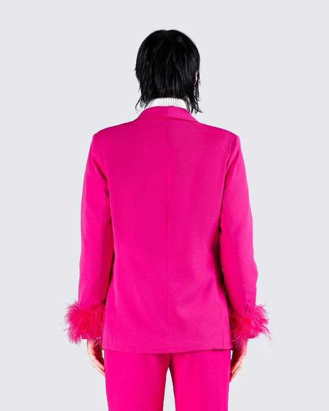 Samson Hot Pink Feather Blazer