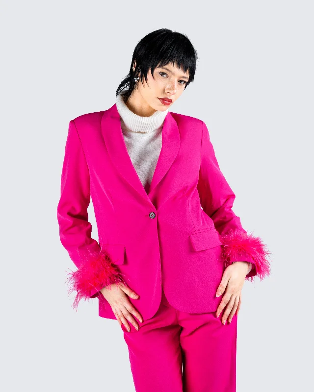 Samson Hot Pink Feather Blazer