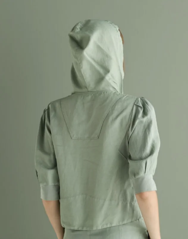 Short Sleeve Zip Up Jacket - Green