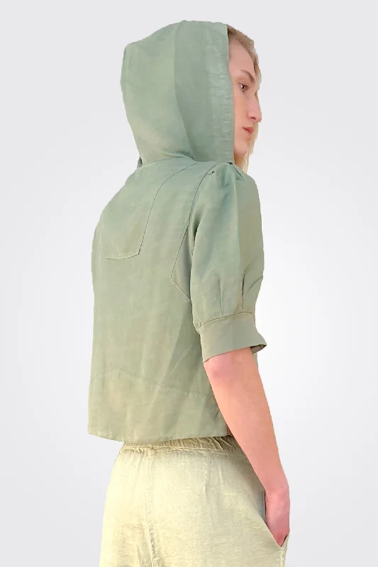 Short Sleeve Zip Up Jacket - Green