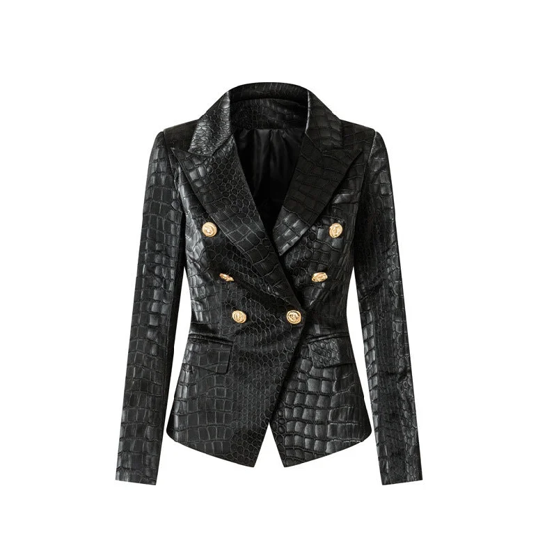 Black Crocodile Leather Jacket