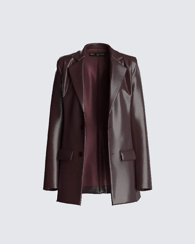 Thea Brown Vegan Leather Blazer