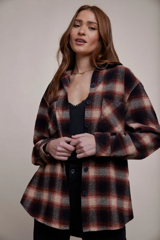 Two Pocket Oversized Shacket - Heritage Red Plaid