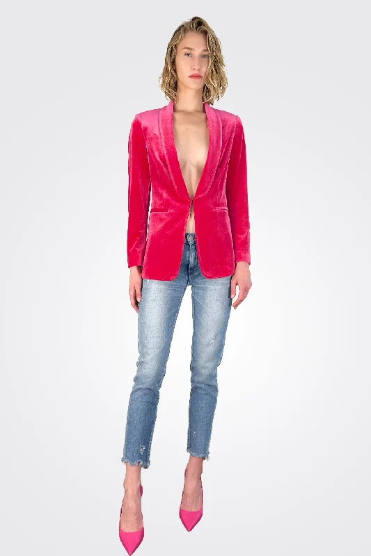 Velvet Smoking Jacket - Pink