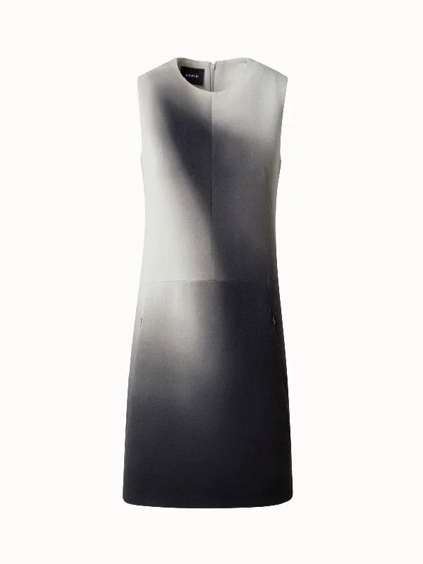 Wool Double-Face Sheath Dress with Shadow Print