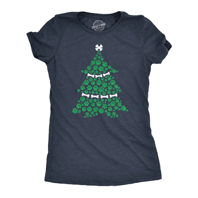 Dog Paw Christmas Tree Women's T Shirt