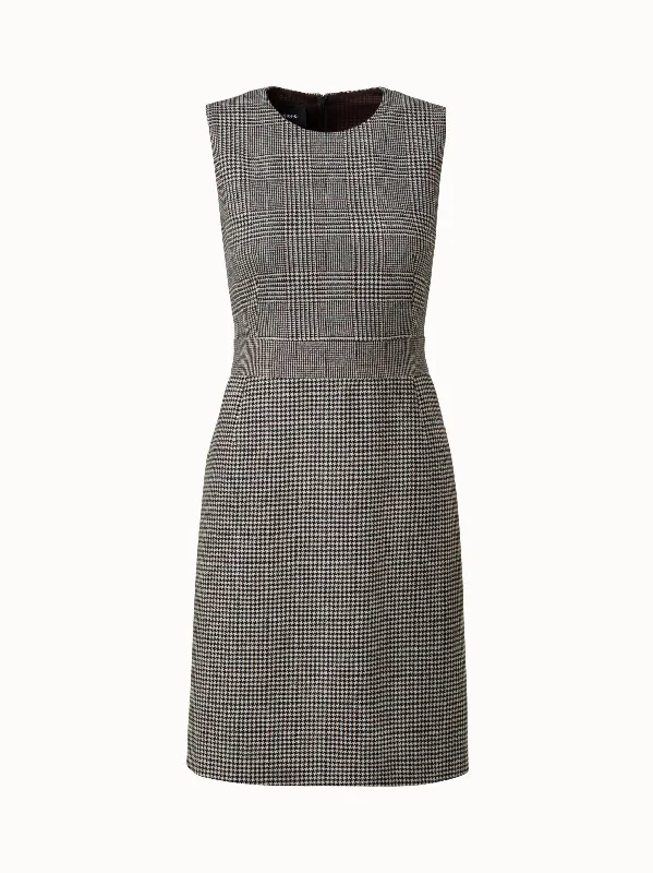 Pattern Mix Cashmere Sheath Dress