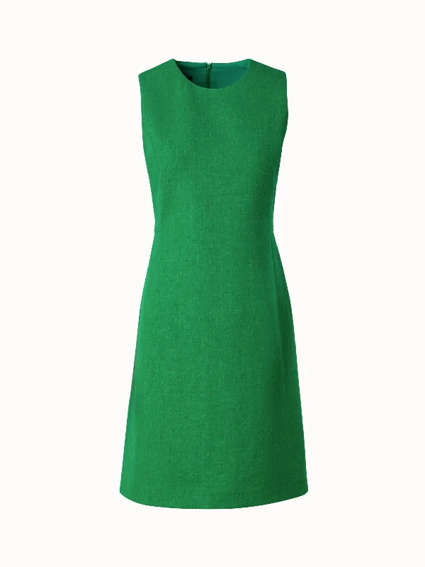 Sheath Dress with A-Line Skirt in Linen Wool