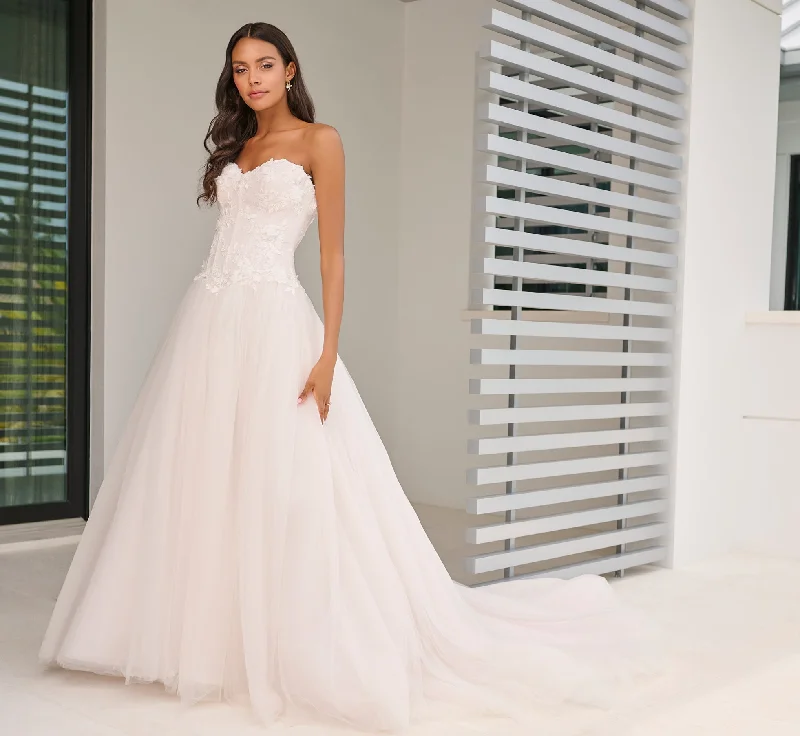 All Over Lace Ball Gown in Ivory French Lilac