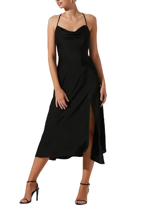 Black Gaia Crisscross Back Midi Dress