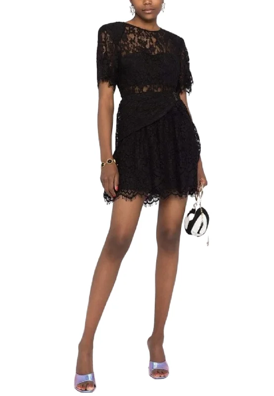 Black Floral Lace Mini Dress