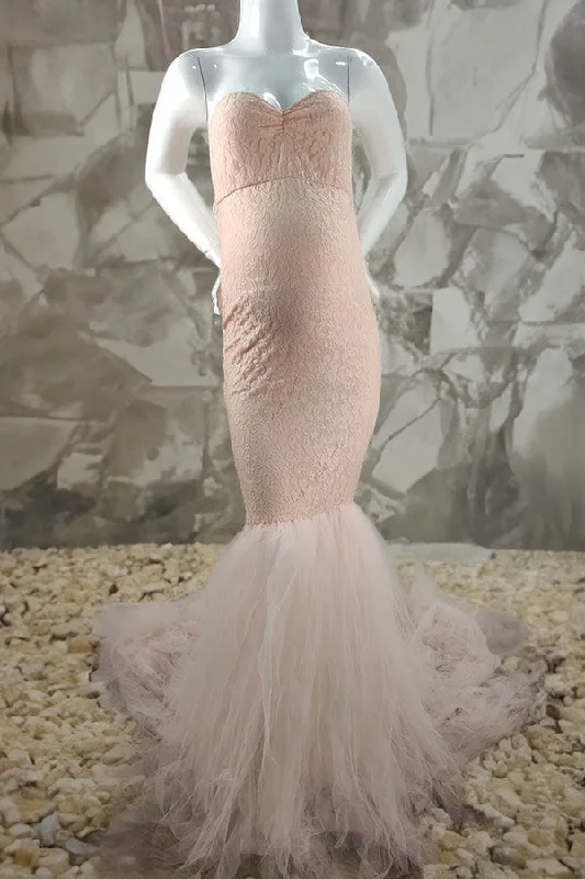 Strapless Lace Mermaid Maternity Photoshoot Dress