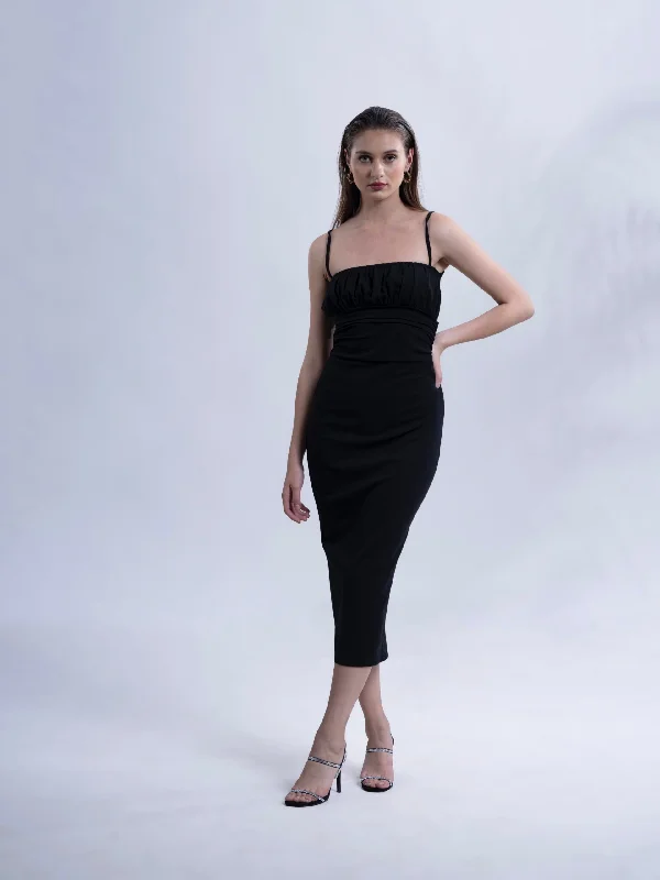 Women's Evening Black bodycon Knee length dress