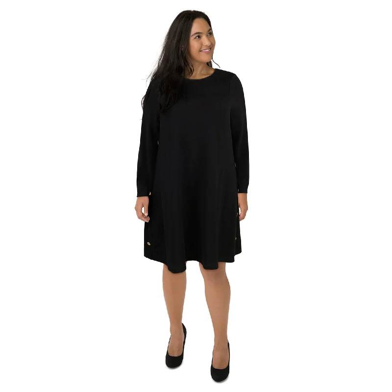 lily morgan Women's Plus Trendsetters A-Line Dress with Button Detail