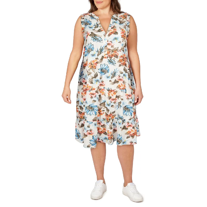 lily morgan Women's Plus Tropical Sleeveless Dress