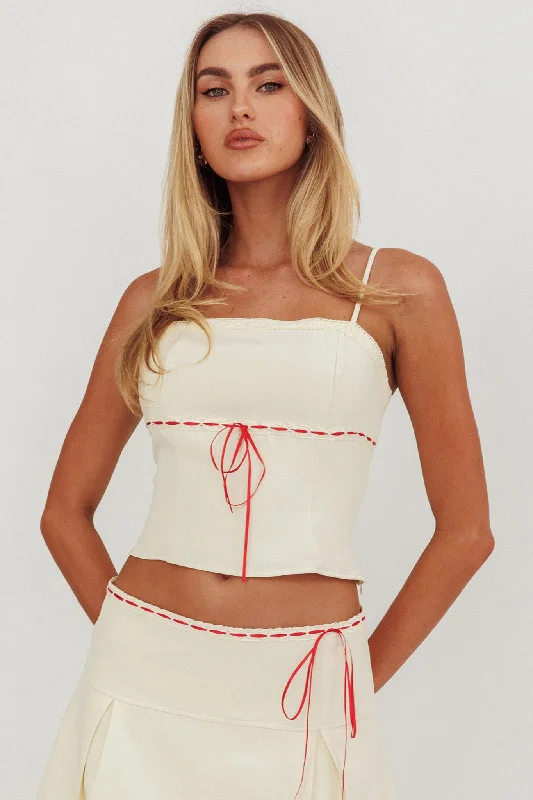 Maxxine Ribbon Trim Cami Top Bone