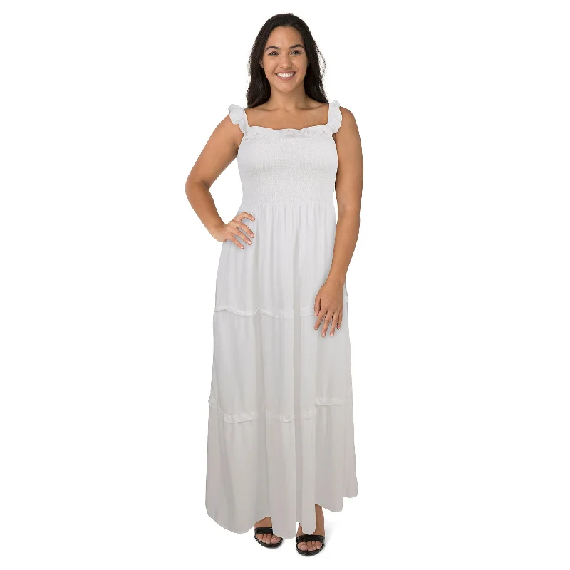 mySTYLE Women's Plus Mykonos Smocked Maxi Dress