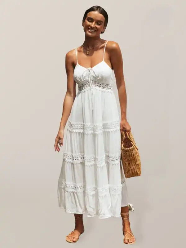 Women’s bohemian paneled lace midi dress