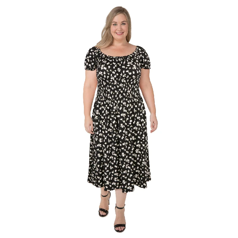 Women's Plus Smock Cap Sleeve Dress